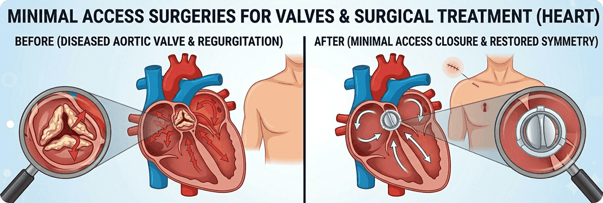 Minimal access surgeries for valves
